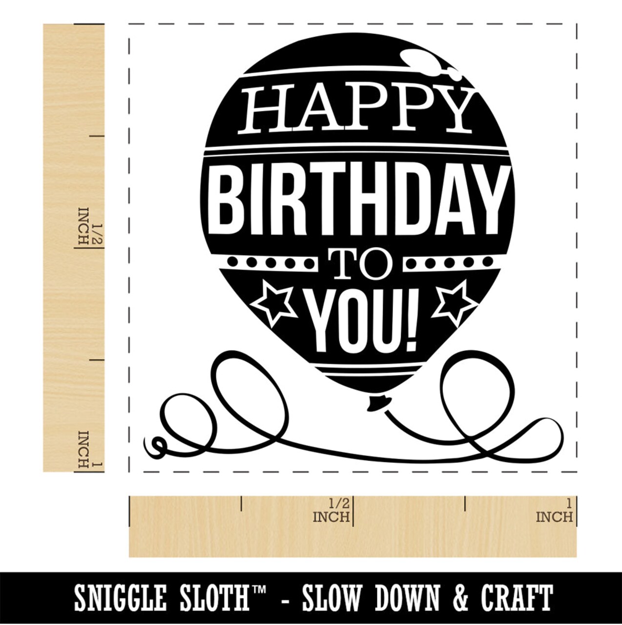 Happy Birthday to You Balloon Self-Inking Rubber Stamp Ink Stamper